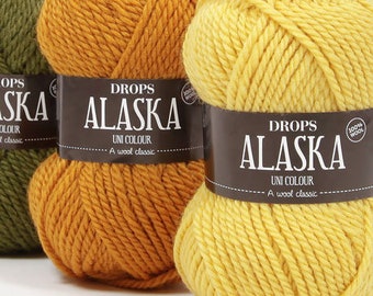 Fils de laine DROPS Alaska Sock Yarn Fibres naturelles Art Yarn Aran Weight Yarn