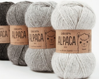 Hilo de alpaca DROPS Lana de alpaca Harn Lana pura Hilo de bufanda de alpaca Hilo de calcetín de lana de punto Hilo de fibra natural