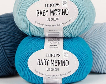 Merino Yarn Drops Baby Merino Extra Fine Merino Wool Yarn Baby Yarn Sock Yarn Superwash Treated Knitting Yarn