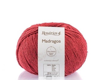 Fil 100 % soie Rosarios4 Madragoa 50 g/200 m/218 yards Fil à tricoter d'été Fil de soie Bourette