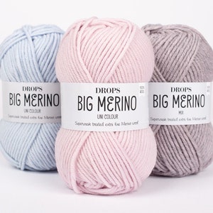 Merino Yarn Drops Big Merino Wool Yarn Superwash yarn Sock Yarn Natural Fiber Yarn Knitting yarn Aran Yarn