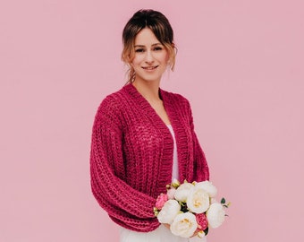 Veste en soie d'alpaga, pull de mariage, cardigan rose pour femme, veste de mariée pour femme, pull en alpaga, cardigan de mariée