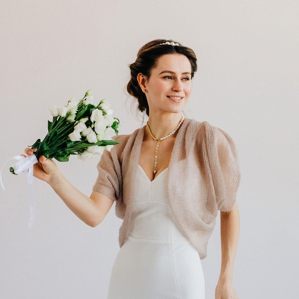 Chaqueta de mohair, bolero de novia, chaqueta de mohair, bolero de novia, capa de mohair, para cubrirse la novia.