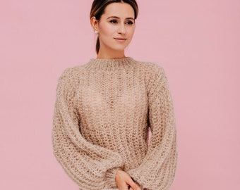 Alpaca Silk Sweater Knitted Pullover Top Alpaca Sweater Women Oversized Sweater Alpaca Wool Sweater Alpaca Silk Pullover