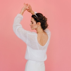 Mohair Pullover Brautjacke Weißer Pullover Frauen Mohair Pullover Hochzeit Pullover