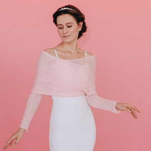 Capa de casamento Bolero Nupcial Capa de casamento Bolero de lã rosa Jaqueta de noiva Bolero Encolher de ombros Bolero de casamento