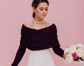 Coprispalle da sposa Bolero Alpaca Bolero Coprispalle Giacca da sposa Bolero Alpaca Bolero di lana Giacca da sposa Donna Bolero viola