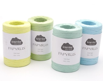 Fil de raphia Kremke Papyrus, fil à papier, raphia, fil de raphia, fil au crochet, corde de 100 g / 153 m