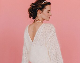 Mohair Sweater Women Wedding Jacket Mohair Wool Pullover Bridal Sweater Mohair Jumper