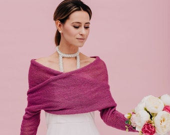 Pink Bolero Wedding Cover Up Alpaca Bolero Shrug Bridal Stole Bolero Alpaca Shrug Bolero Bridal Jacket Bolero