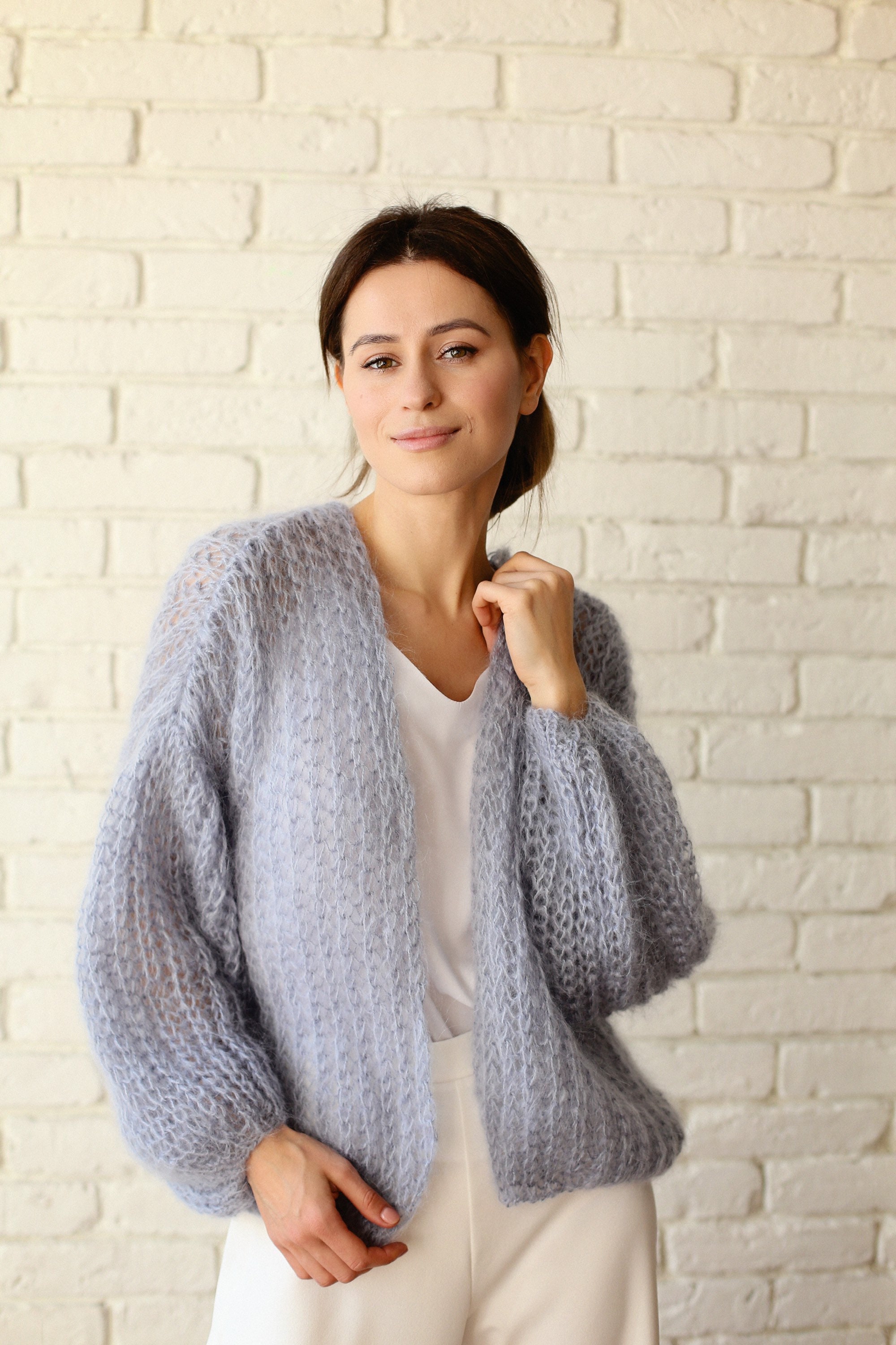Mohair Cardigan Wedding Cover up White Wedding Jacket Gray Mohair Cardigan Wedding Cover up White Wedding Jacket Gray