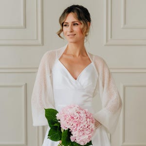 Wedding Jacket Mohair Bolero Bridal Cardigan Openwork Bolero White Wrap Bolero Bridal Pullover White Bolero Shrug Wedding Cape Bridal Wrap