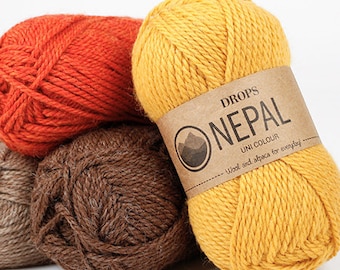 Laine d'alpaga Drops, fil de laine à tricoter népalais, fil à chaussettes, fil naturel, fil épais d'aran