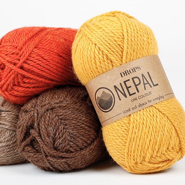 Laine d'alpaga Drops, fil de laine à tricoter népalais, fil à chaussettes, fil naturel, fil épais d'aran