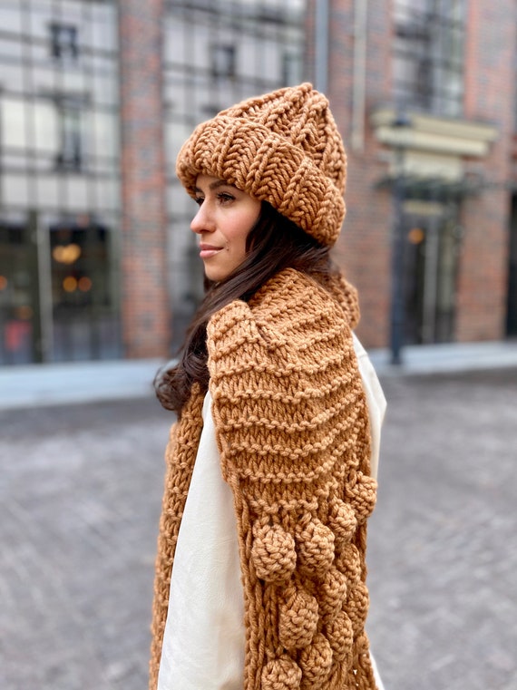 Bonnet épais Bonnet surdimensionné Bonnet en laine fait main pour femme  Bonnet en tricot beige Chapeau d'hiver épais Chapeau géant -  Canada