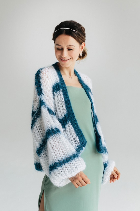 Mohair Cardigan White Mohair Sweater 