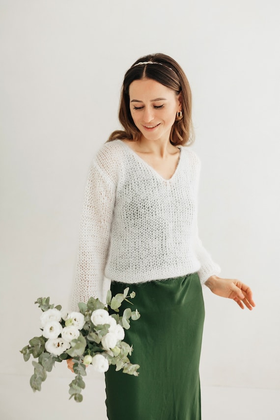 Mohair Sweater White Bridal Sweater 