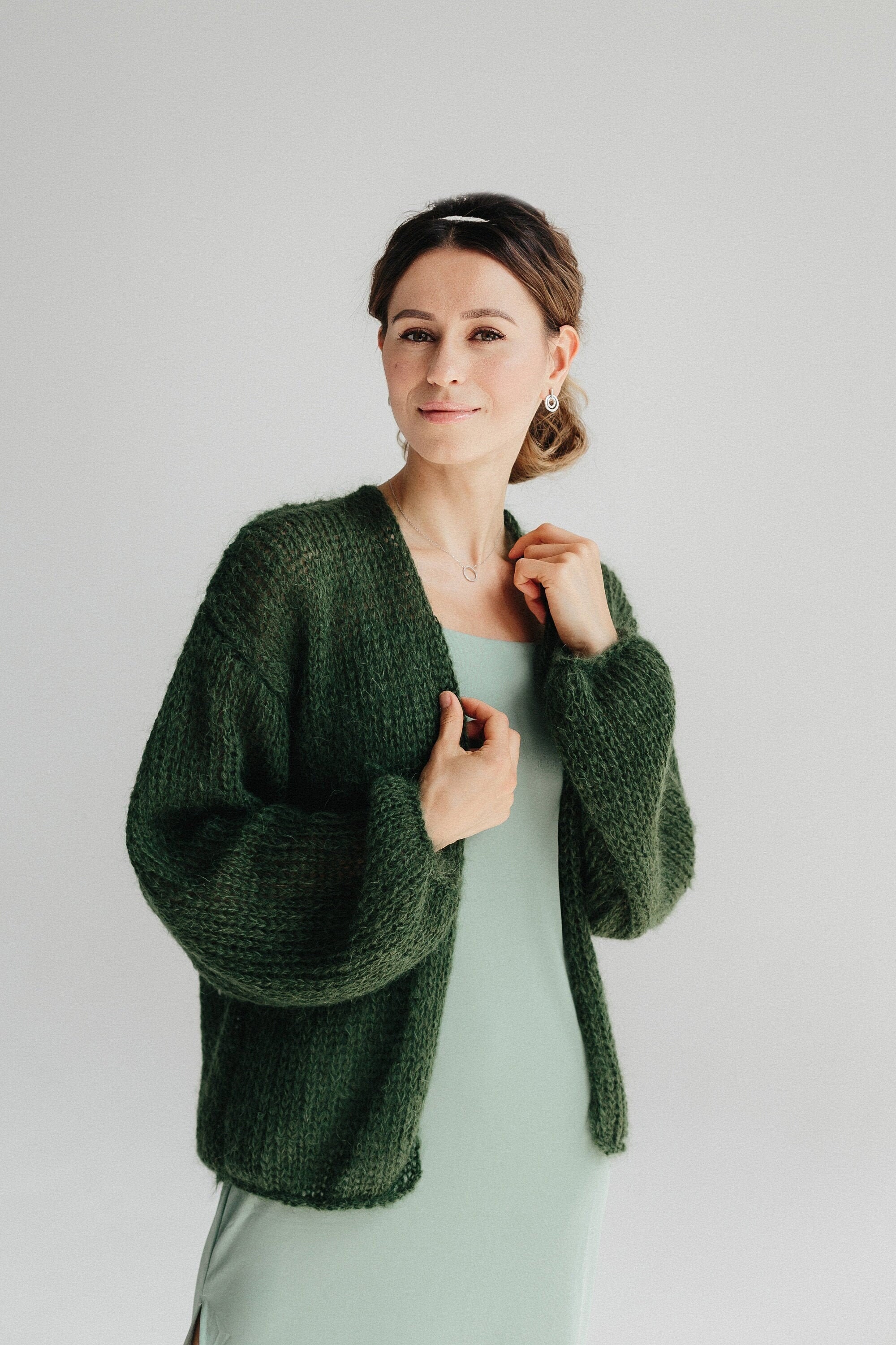 anyten Mohair Cardigan Military Green