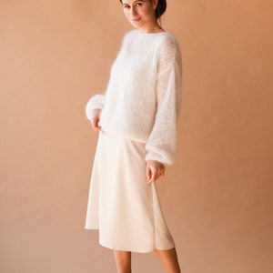 Pull en mohair Pull de mariage Veste en laine blanche Pull de mariée Pull en tricot blanc Boléro de mariée blanc image 6