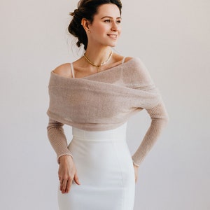 Bridal Shrug Alpaca Shawl Bolero Wedding Bolero Wrap Alpaca Wrap Shrug Bridal Bolero Cover Up image 6