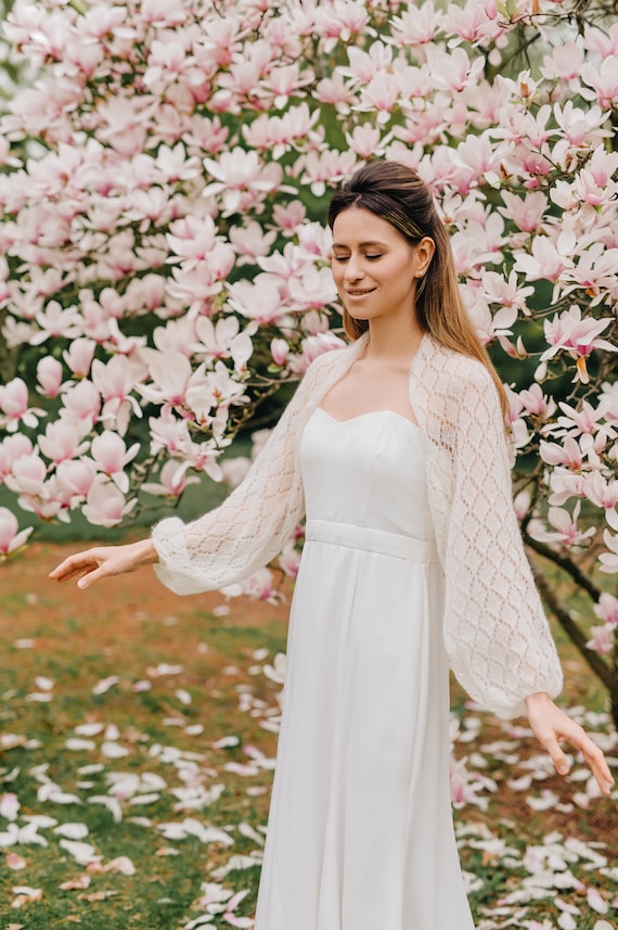 White Bolero Shrug Bridal Jacket Mohair Shrug Lace Bolero Bridal