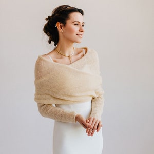 Alpaca Shrug Bolero Wedding Cover Up Alpaca Shawl Bolero Bridal Bolero Wrap image 4