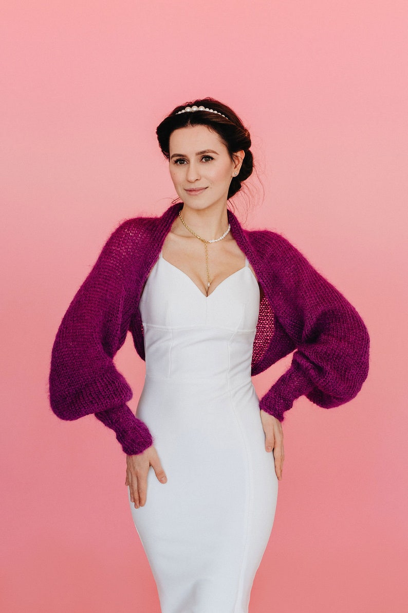 Bridal Shrug Bolero Mohair Wrap Bolero Bridal Cape Mohair Bolero Shrug Wedding Cover up Cardigan Women image 3