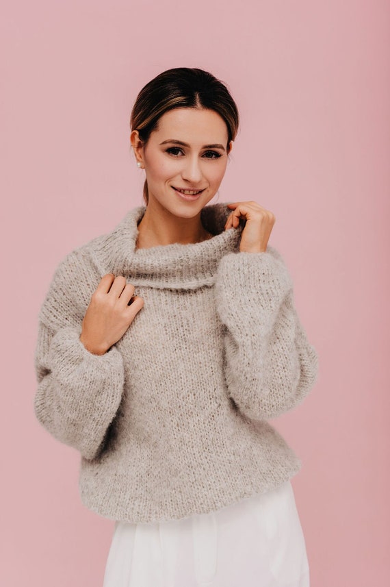 Maglione Alpaca Donna Maglione Dolcevita Grigio Maglione Donna