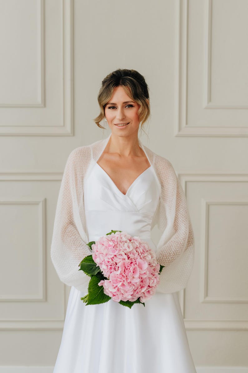 Boléro cache-cœur blanc veste mariée
