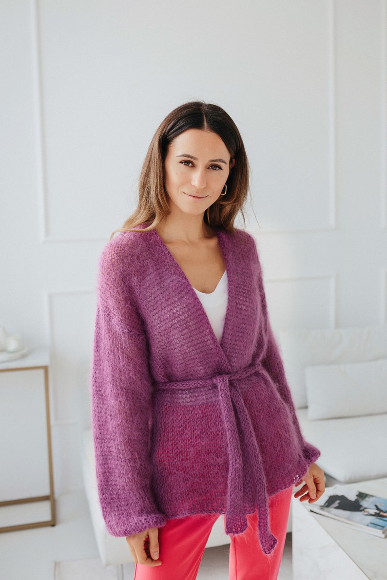 Mohair Cardigan Purple Wool Coat Wedding Cardigan Violet - Etsy