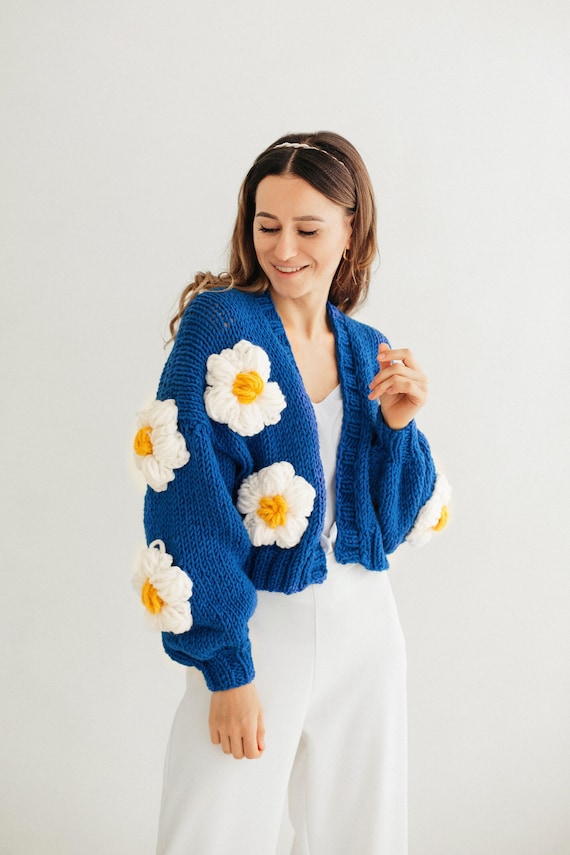 Blue Cardigan Blue Wool Jacket Cropped Cardigan Wool Sweater Blue Jacket Cardigan Knitted Crop Jumper Women Wool Cardigan Etsy Canada