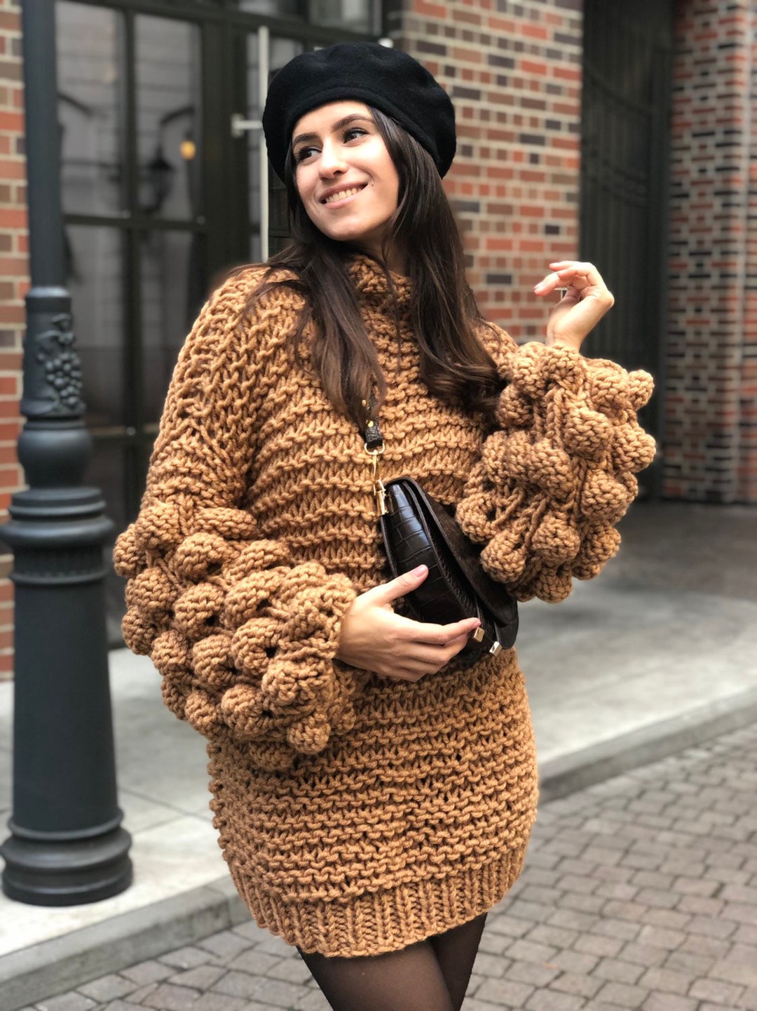 SeaRoomlynn - juemi  Loop yarn Big Cardigan ベージュ Amazon.com: Women Soft Solid Open Stitch Knitting Sweater