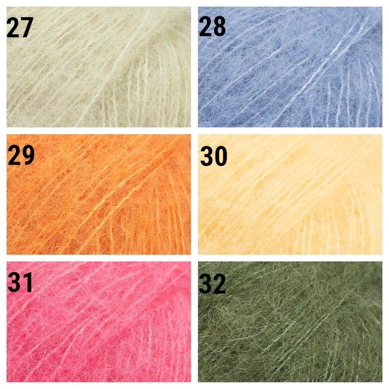 Fil d'alpaga DROPS, fil d'alpaga brossé, soie et dentelle, fil artistique, fil de soie à tricoter, fil naturel, laine, fil de soie image 7