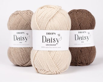 Merino Yarn DROPS Daisy Extra Fine Merino Wool Yarn DK Yarn Knitting Yarn