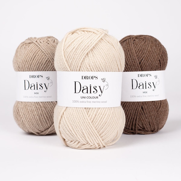 Merino Yarn DROPS Daisy Extra Fine Merino Wool Yarn DK Yarn Knitting Yarn