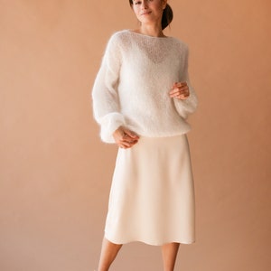 Pull en mohair Pull de mariage Veste en laine blanche Pull de mariée Pull en tricot blanc Boléro de mariée blanc image 5