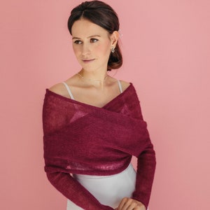 Bolero da sposa in seta mohair Coprispalle da sposa Cardigan in mohair Bolero Giacca da sposa Mantello in seta mohair Scialle da sposa Coprispalle Bolero da sposa immagine 3