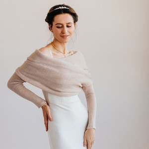 Bridal Shrug Alpaca Shawl Bolero Wedding Bolero Wrap Alpaca Wrap Shrug Bridal Bolero Cover Up image 3