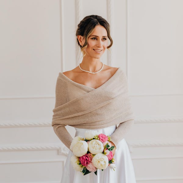 Wedding Bolero Wrap Alpaca Shawl Bolero Bridal Jacket Wedding Cape Alpaca Scarf Bolero Bridal Wrap Wedding Sweater