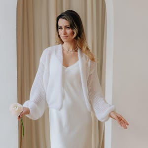 Wedding Jacket Mohair Cardigan White Jacket Bridal Cover up Mohair Silk Jacket White Cardigan Wedding Cape Openwork Sweater Bridal Wrap