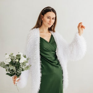 Blanco piel sintética novia capa boda abrigo blanco cardigan boda envoltura nupcial punto estola nupcial cardigan boda cubrir chaqueta de lana mujeres