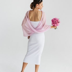 Wedding Shawl Bridal Wedding Stole Lace Shawl Mohair Wedding Wrap Pink Mohair Poncho Bridal Bolero image 2