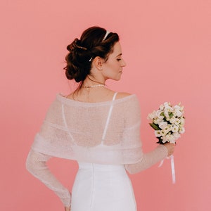 Mohair Silk Bolero Wedding Cover up Mohair Bolero Shrug Bridal Bolero Jacket Mohair Silk Wrap Bridal Cape Shrug image 4