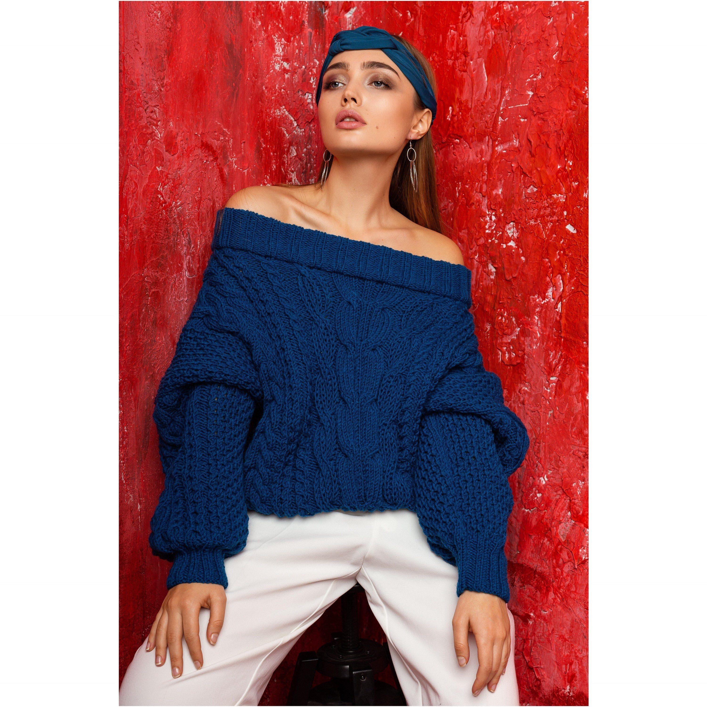 Pull Oversize Bohème Bleu Pailleté Taille 44 - Occasion Très Bon état