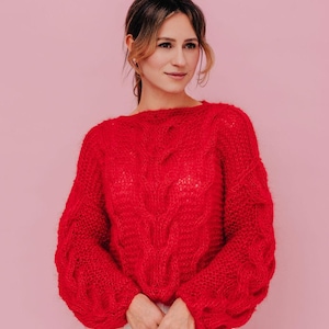 Mohair Pullover Red Sweater Women Wedding Pullover Mohair Wool Sweater Wedding Jacket Bridal Sweater