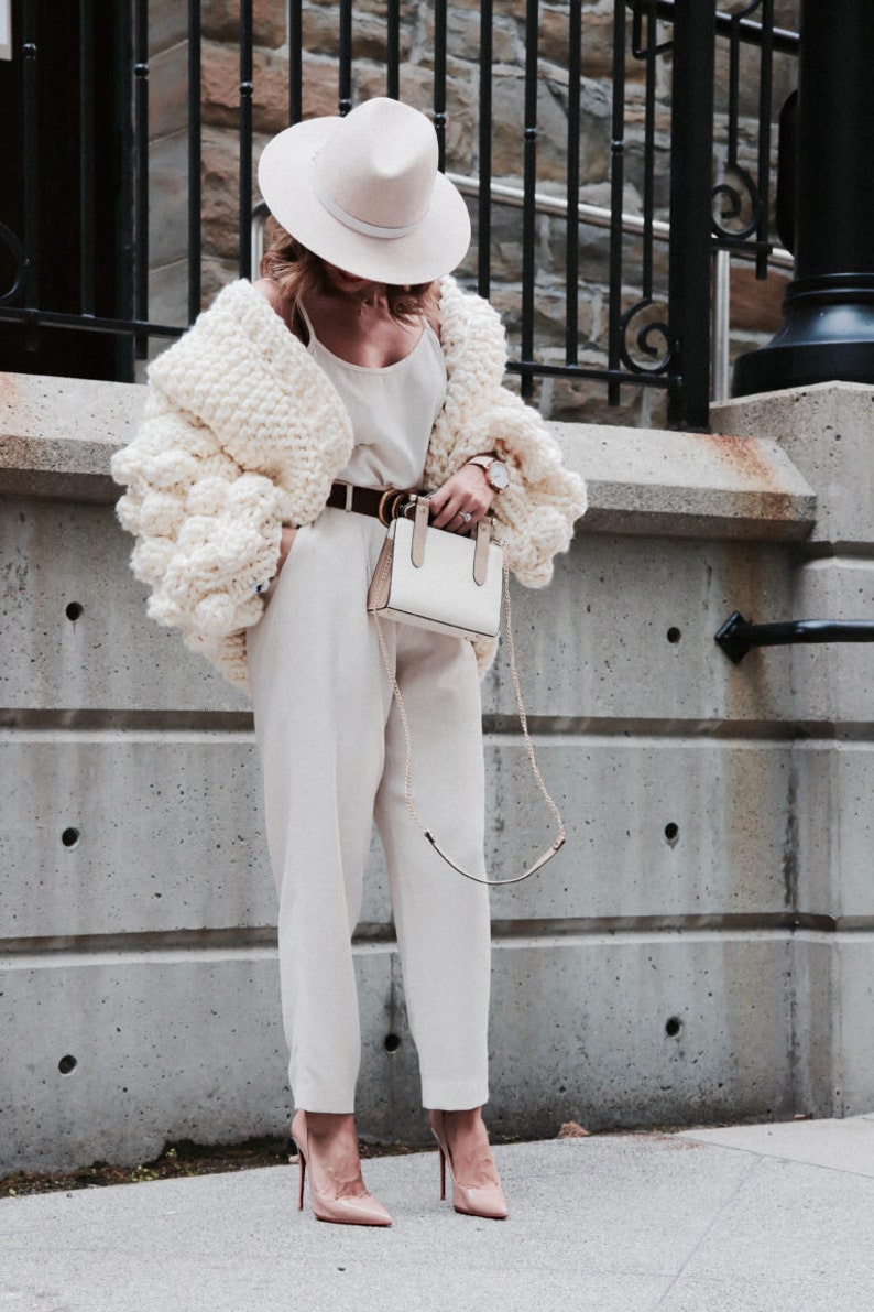 White kimono jacket Chunky knit cardigan Red military jacket White chunky sweater crochet sweater Gray kimono cardigan Bobble sweater