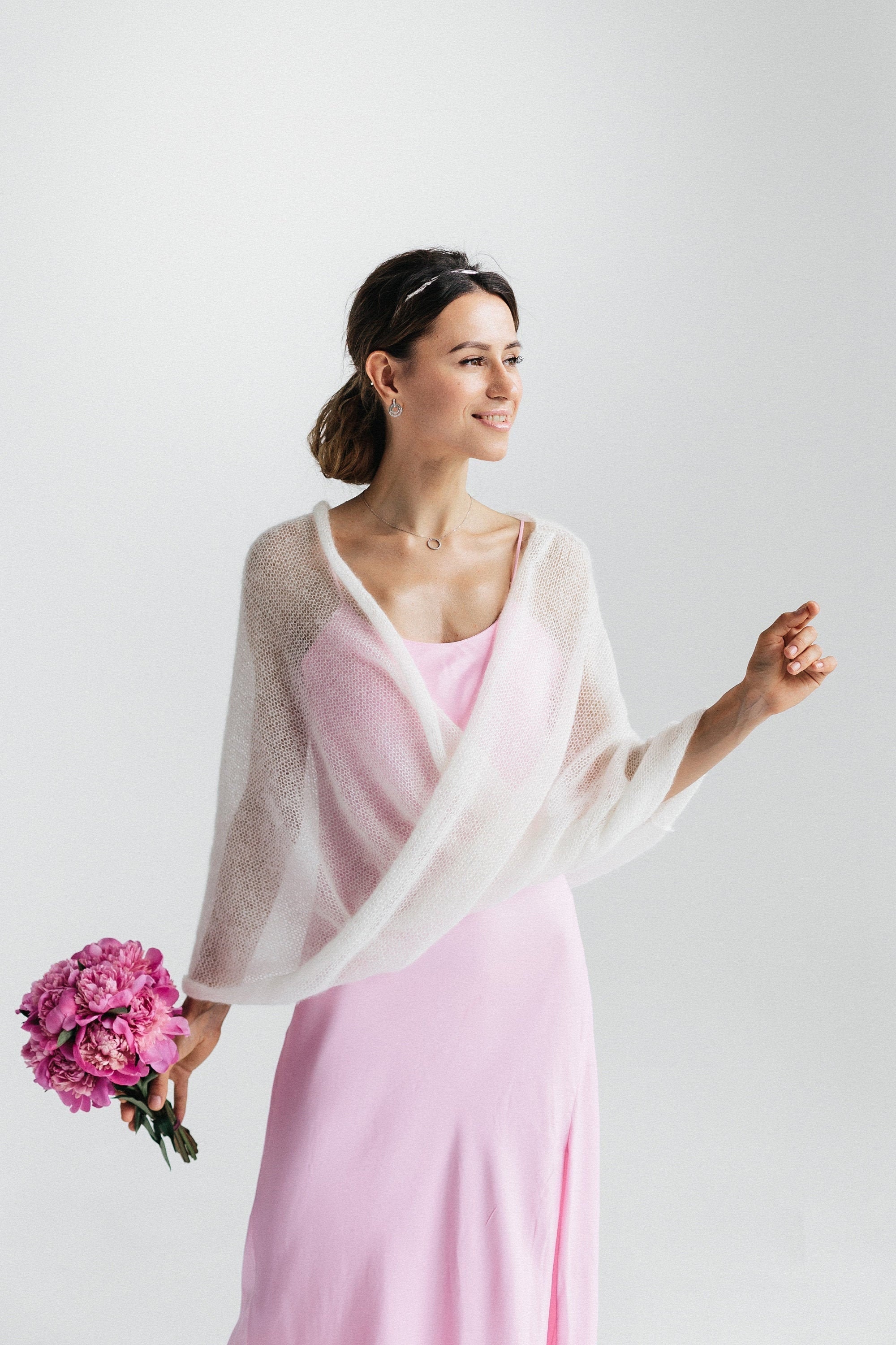 White Wrap Shawl Wedding Sweater Bridal 