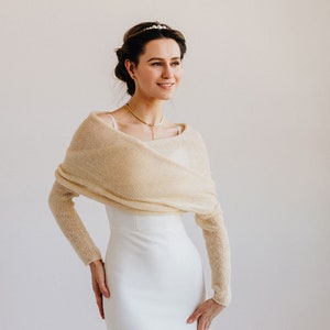 Alpaca Shrug Bolero Wedding Cover Up Alpaca Shawl Bolero Bridal Bolero Wrap image 5