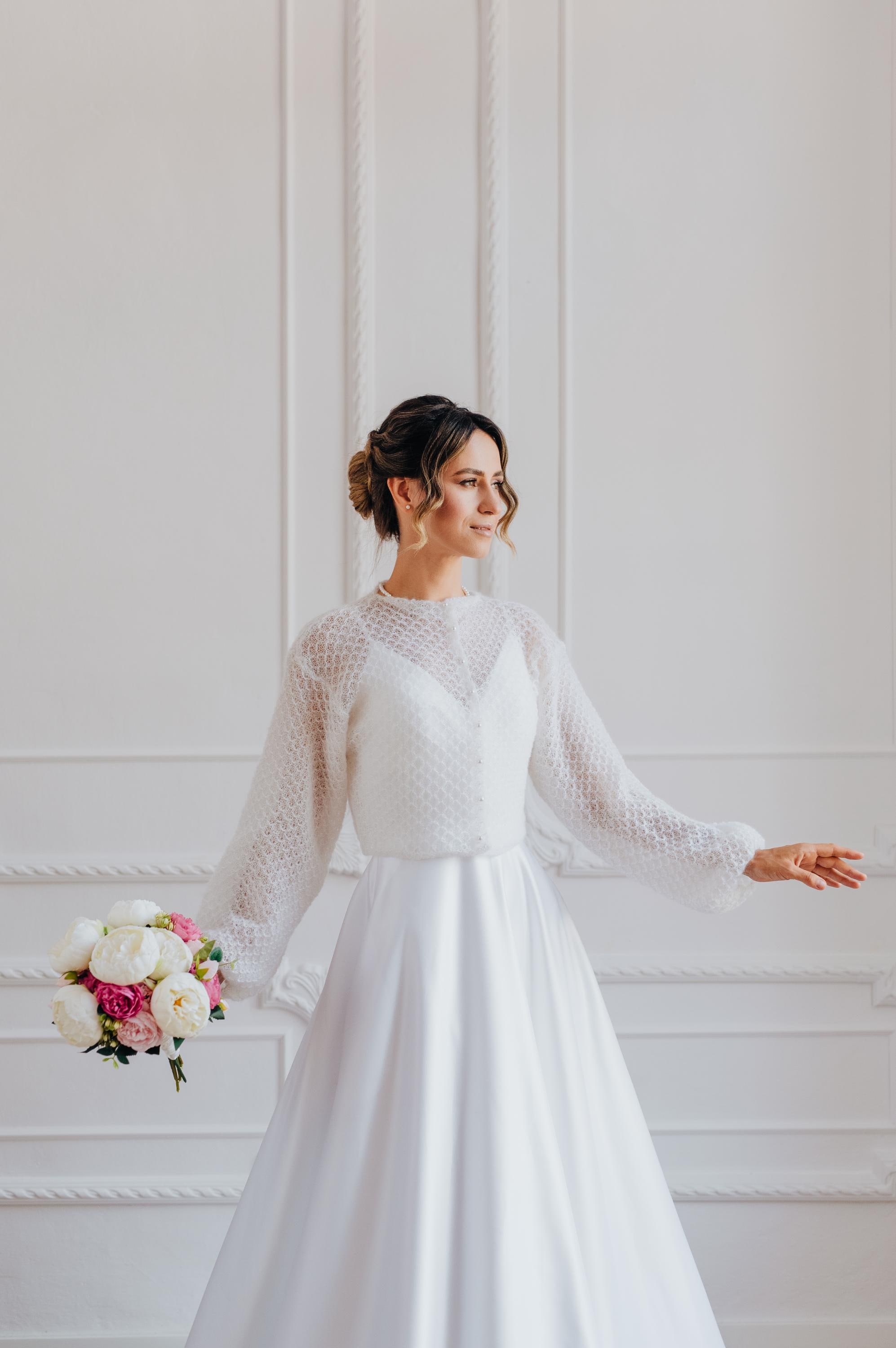 wedding dress lace cardigan Vacation Lace Dress Set Long Sleeve Cardigan V-Neck Maxi Dress Set-chiclody