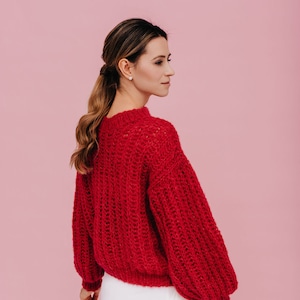 Alpaka Seidenpullover Roter Wollpullover Alpaka Pullover Roter Pullover Damen Oversized Pullover Alpaka Pullover Bild 7